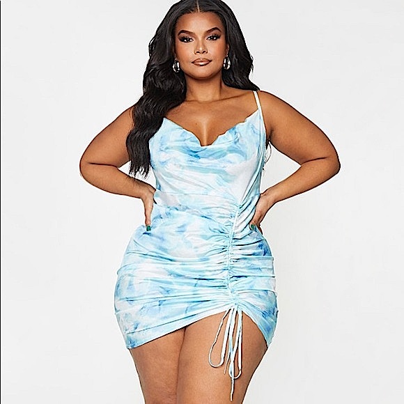 PrettyLittleThing Dresses & Skirts - PrettyLittleThing Blue Tie Dye Bodycon Dress